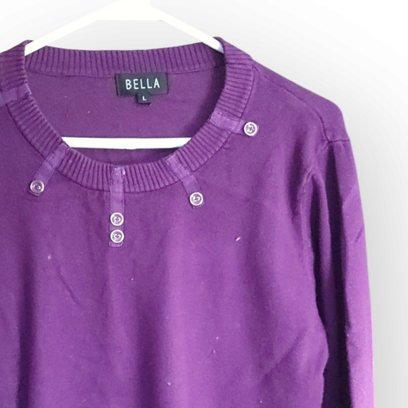 BELLA WOMENS LARE PURPLE SCOOP NECK SWEATER - Picture 5 of 6
